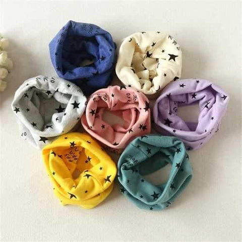 Lovely Kids Baby Shawl Girls Boys Cotton Snood Scarf Neckerchief Knitting Stars Print Warmer Collar