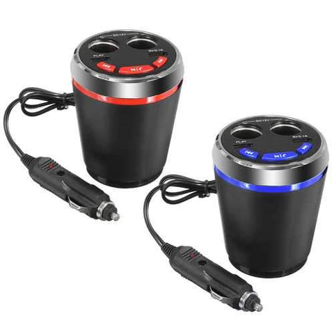 Car Bluetooth Cup Charger Hands Free Car Kit 2 Port USB MP3 Player