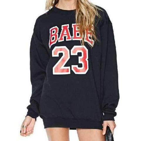 Casual Round Neck Letter Print Long Sleeves Long Sweatshirt For Women - Black M