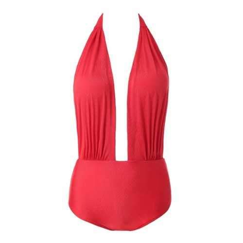 Stylish Halterneck Red One-Piece Women's Swimwear - Red L