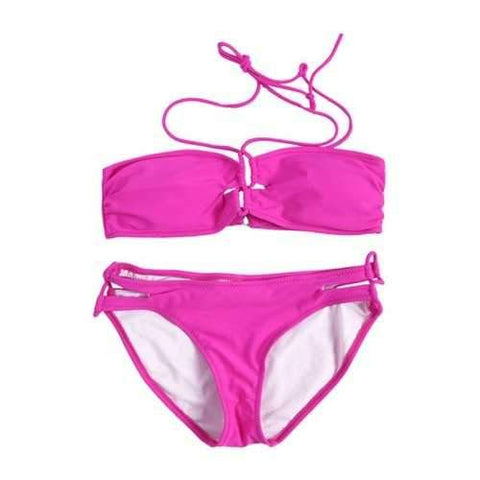 Sexy Strapless Plum Women's Bikini Set - Plum L