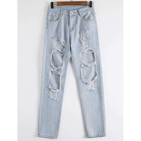 Distressed Jogger Jeans - Blue M