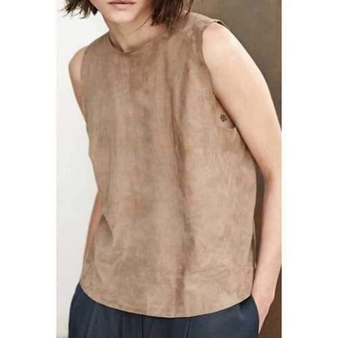 Khaki Sleeveless Split Back Tank Top - Khaki S