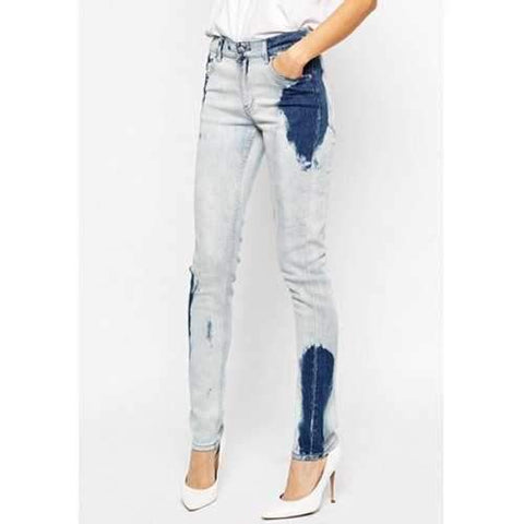 Stylish Mid-Waisted Pocket Design Women's Jeans - Blue M