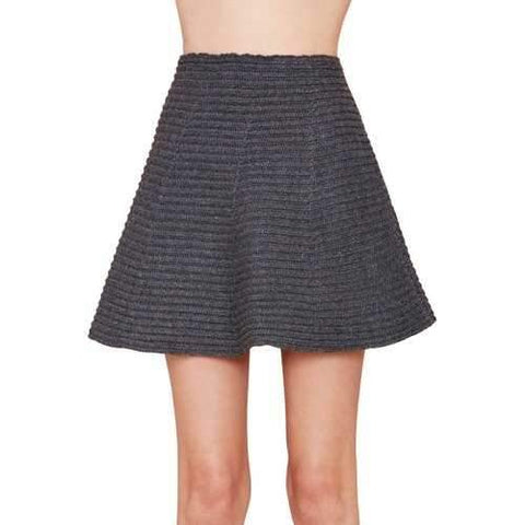 Stylish High Waisted Gray A Line Knit Women's Skirt - Gray S