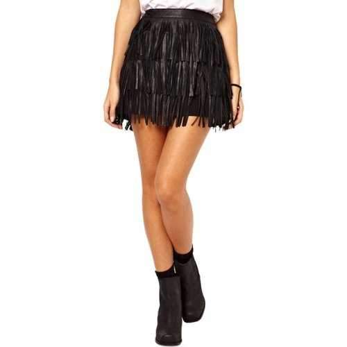 Fashionable Fringe Multi-Layered Skirt For Women - Black S