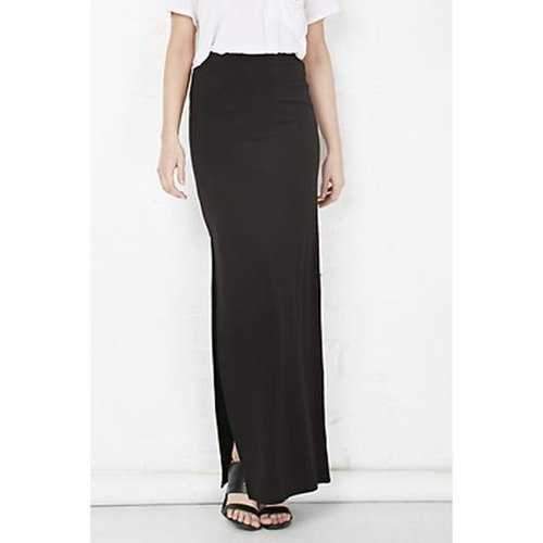 Plus Zellie Maxi Skirt With Slit - Black Xl