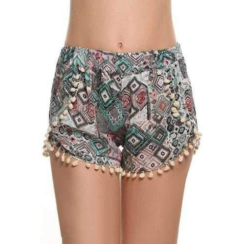 Stylish Elastic Waist Argyle Pattern Women's Shorts - L