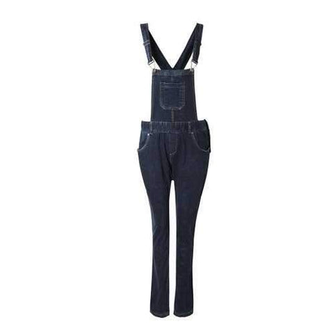 Blue Black Denim Dungarees - Deep Blue S