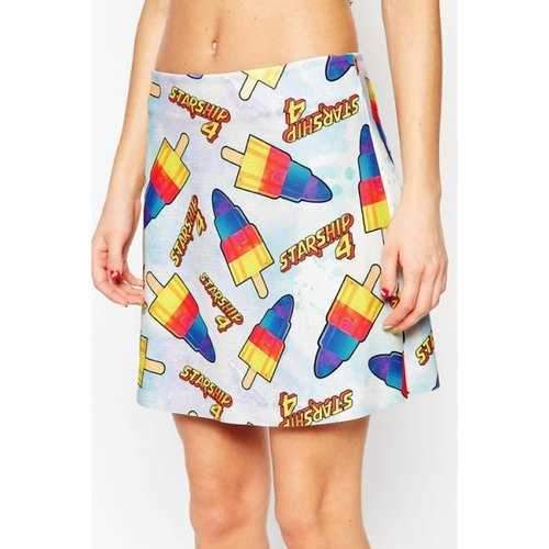 Fashionable Colorful Ice Cream Print Skirt For Women - Blue Xl