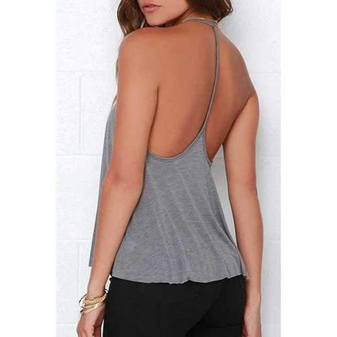 T-back Cami Tank Top - Gray S