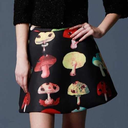 Trendy Style Mushroom Pattern Thicken Skirt For Women - Black M