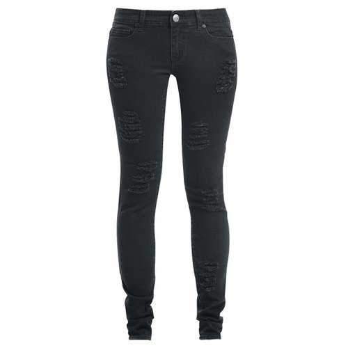 Stylish Frayed Bodycon Black Pencil Jeans For Women - Black 32