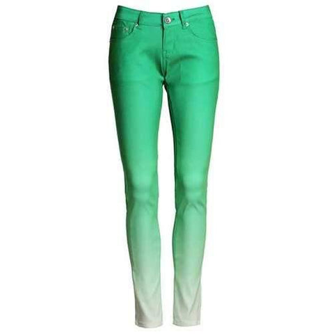 Stylish Narrow Feet Ombre Color Women's Pants - Green M