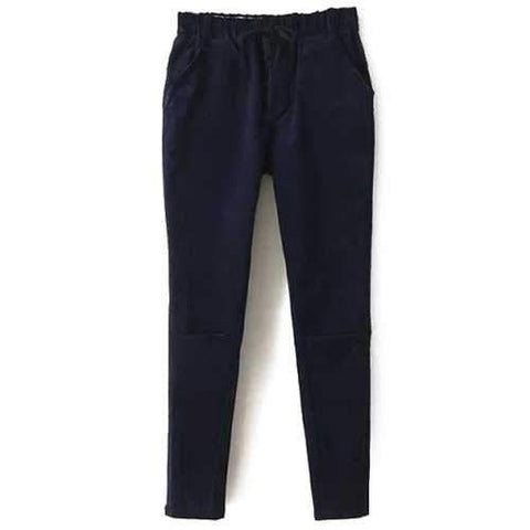 Stylish Solid Color Corduroy Women's Harem Pants - Cadetblue M