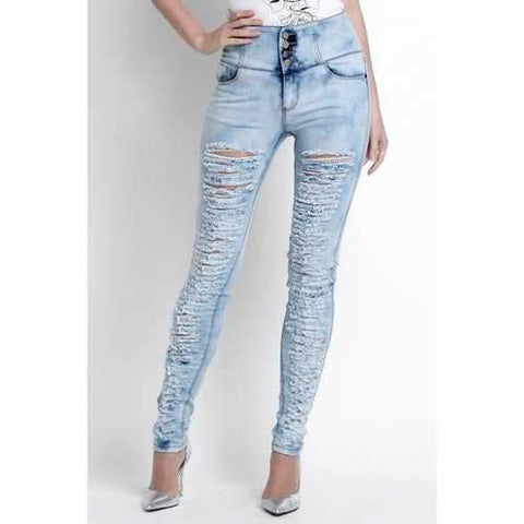 Fashionable Destroy Wash High-Waisted Skinny Jeans For Women - 29