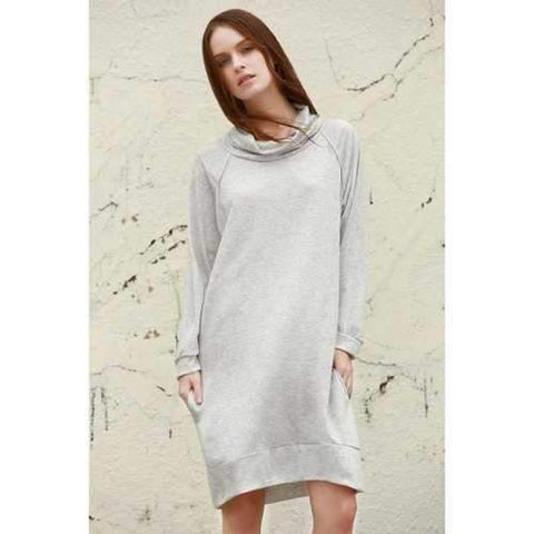 Heaps Collar Loose Fitting Dress - Gray S