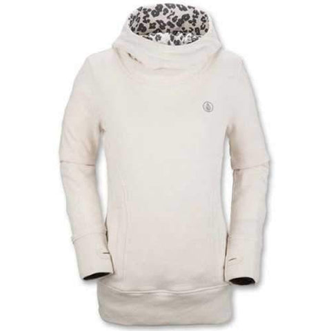 Stylish Inner Floral Printed Hooded Sheathy Pullover Hoodie For Women - Off-white Xl