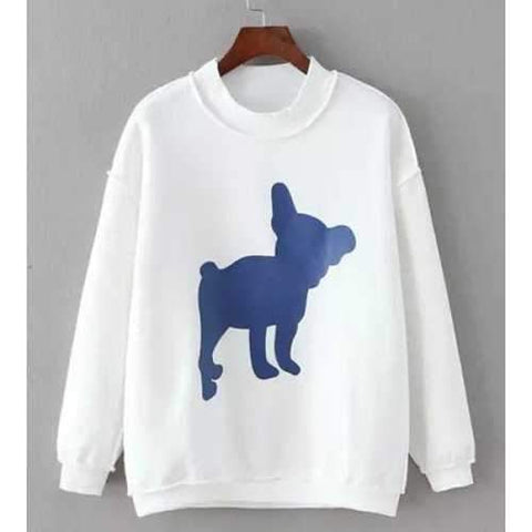 Casual Round Collar Print Long Sleeves Sweatshirt For Women - White One Size(fit Size Xs To M)