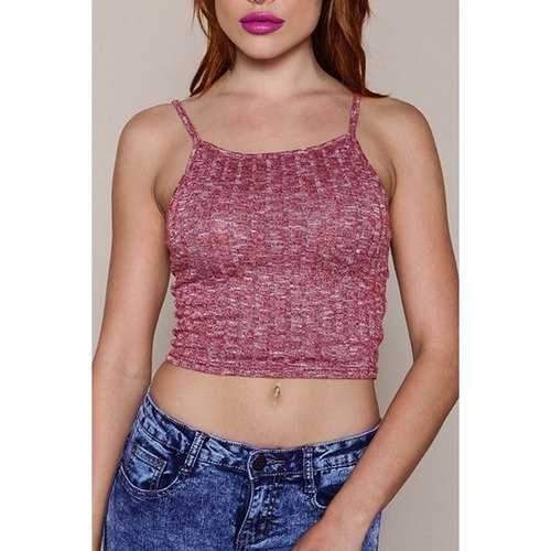 Sexy Spaghetti Strap Slimming Crop Top For Women - Brick-red M