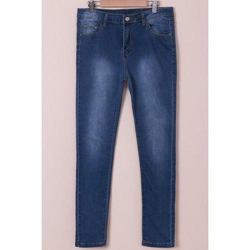 High-Waisted Tapered Jeans - Blue M