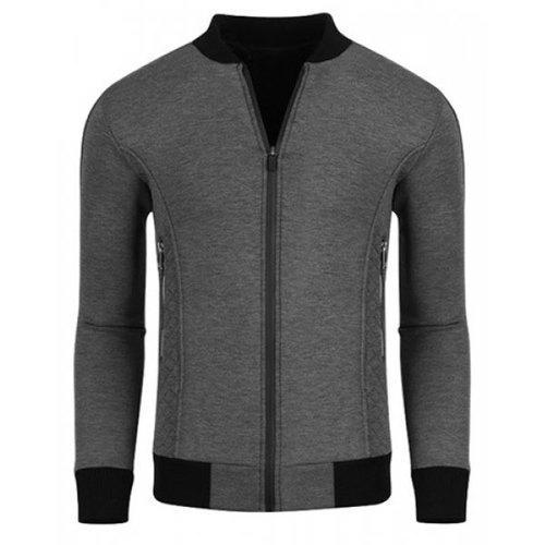 Stand Collar Rib Splicing Zipper Pocket Long Sleeve Men's Coat - Deep Gray L