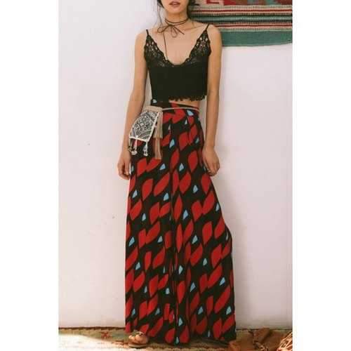 Stylish Printed Side Slit Palazzo Pants For Women - S