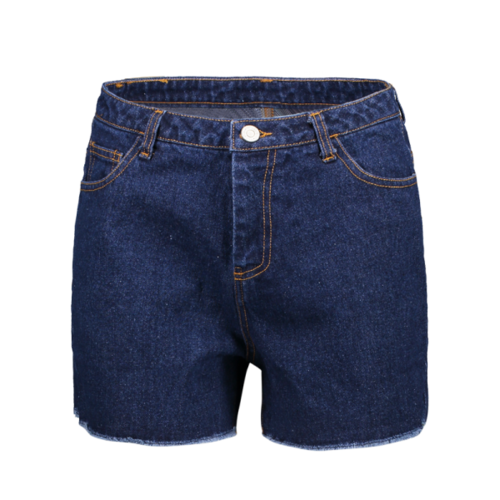 Frayed High Waist Deep Blue Denim Shorts - Deep Blue Xs