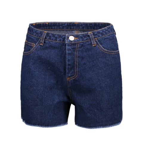 Frayed High Waist Deep Blue Denim Shorts - Deep Blue Xs