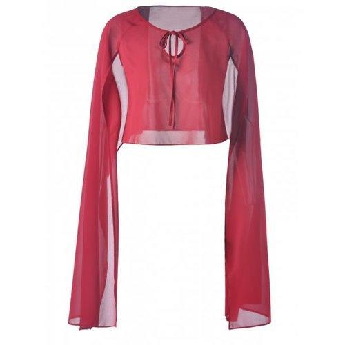 Fashionable Chiffon Pure Color Top For Women - Deep Red S