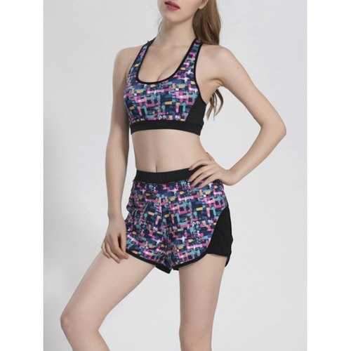 Trendy Sports Bra and Shorts Suit For Women - Pink L