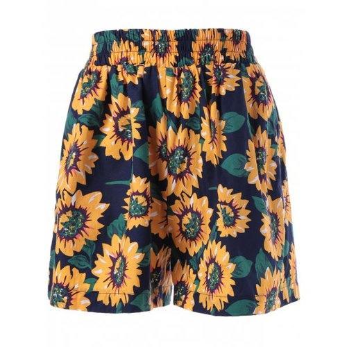 Wide Leg High Waist Floral Shorts - Xl