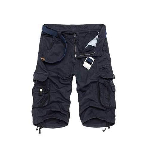 Zipper Fly Cotton Blends Multi-Pockets Straight Leg Cargo Shorts For Men - Deep Blue 38