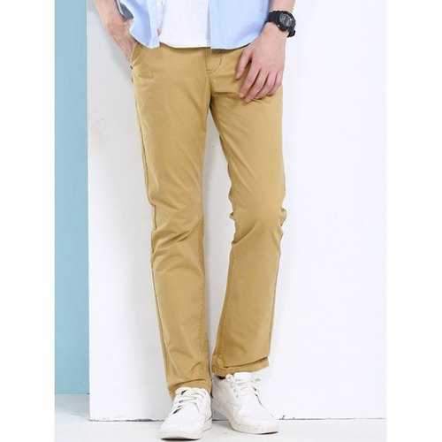 Simple Straight Leg Solid Color Slimming Zipper Fly Pants For Men - Khaki 34