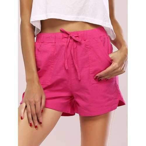 Drawstring Pocket Design Shorts - Rose Red Xl