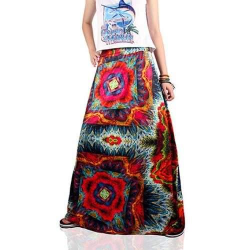 Ethnic Style Print Skirt - M