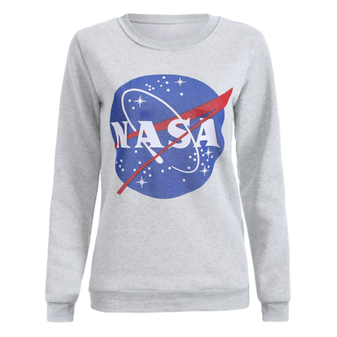 Fashion Round Neck Galaxy Print Sweatshirt For Women - Light Gray L