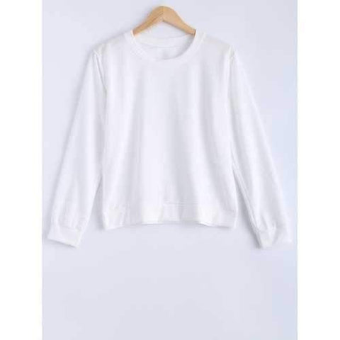 Simple Design Pure Color Sweatshirt - White Xl