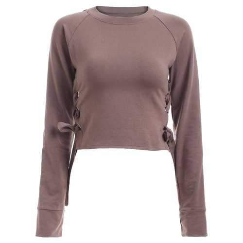 Cropped Criss-Cross Sweatshirt - Brown M