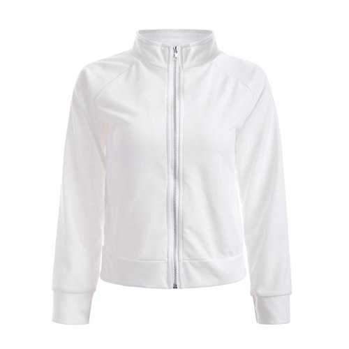 Zip Up Heart Print Jacket - White M