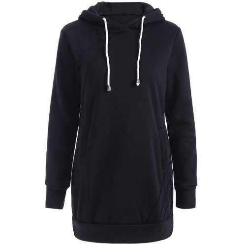 Hooded Long Sweatshirt - Black M