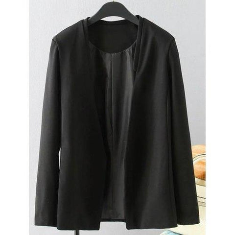 Plus Size Solid Color Loose-Fitting Blazer - Black Xl