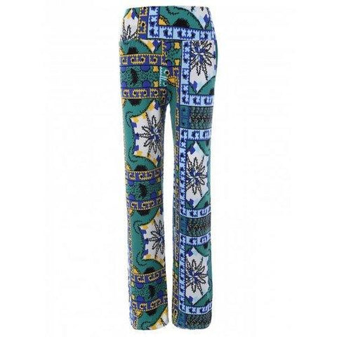 Tribal Print Mid-Waist Exumas Pants - Green Xl