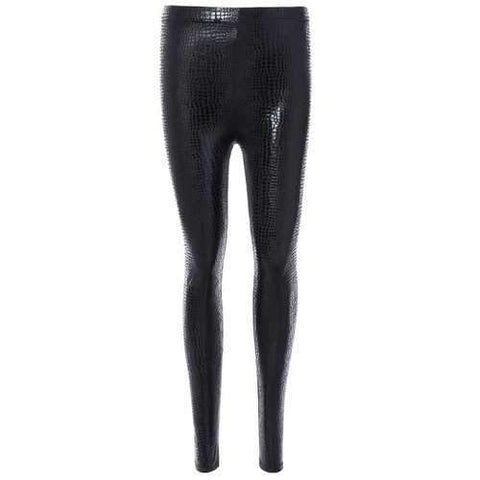 Elastic Snake Embossed Pants - Black One Size