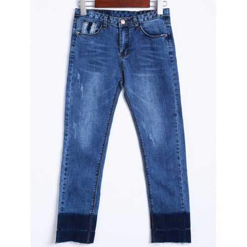 Skinny Scratchy Denim Pants - Blue M