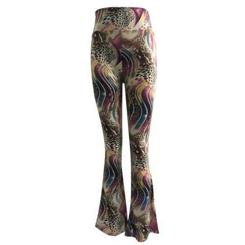 High Waist Leopard Print Trumpet Pants - Khaki M