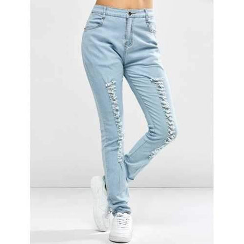 Pocket Distressed Jeans - Medium Blue S