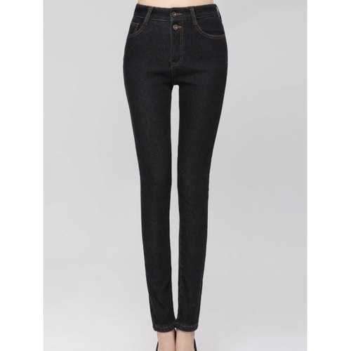 Skinny Thickening Narrow Feet Jeans - Black 4xl