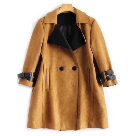 Sueded Lapel Trench Coat - Earthy M