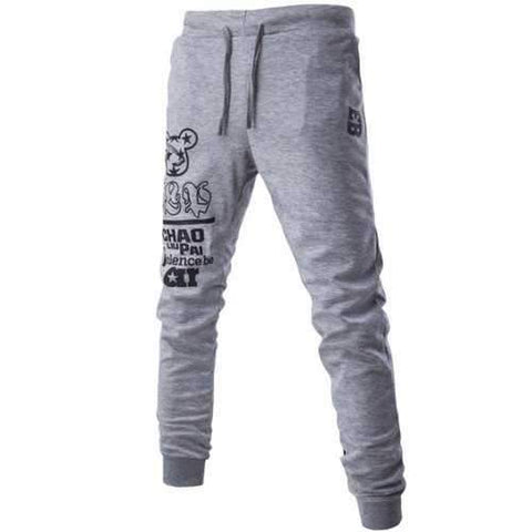 Slim Fit Drawstring Printed Jogger Pants - Light Gray 2xl